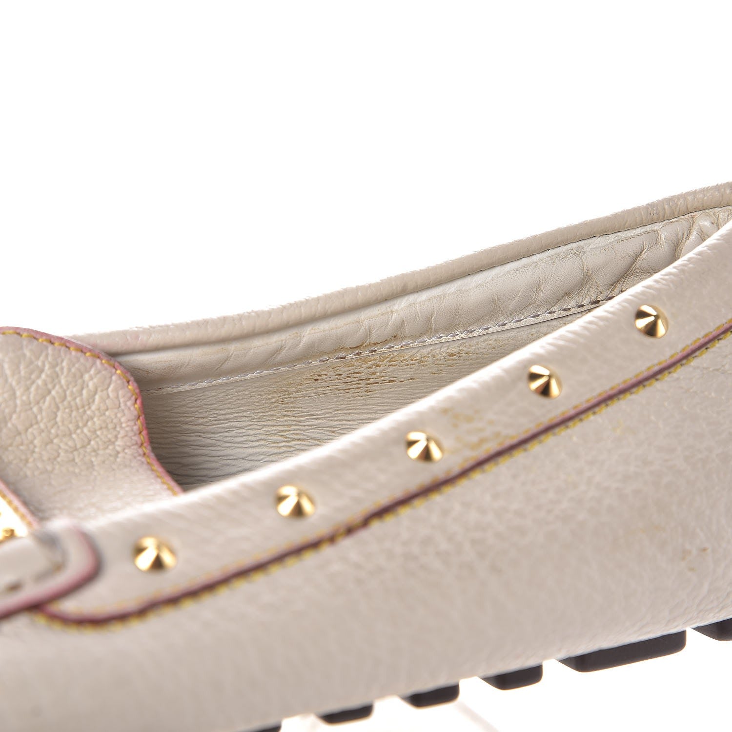 Louis Vuitton Goatskin Studded Suhali Loafers 35.5 Off White 12 of 17