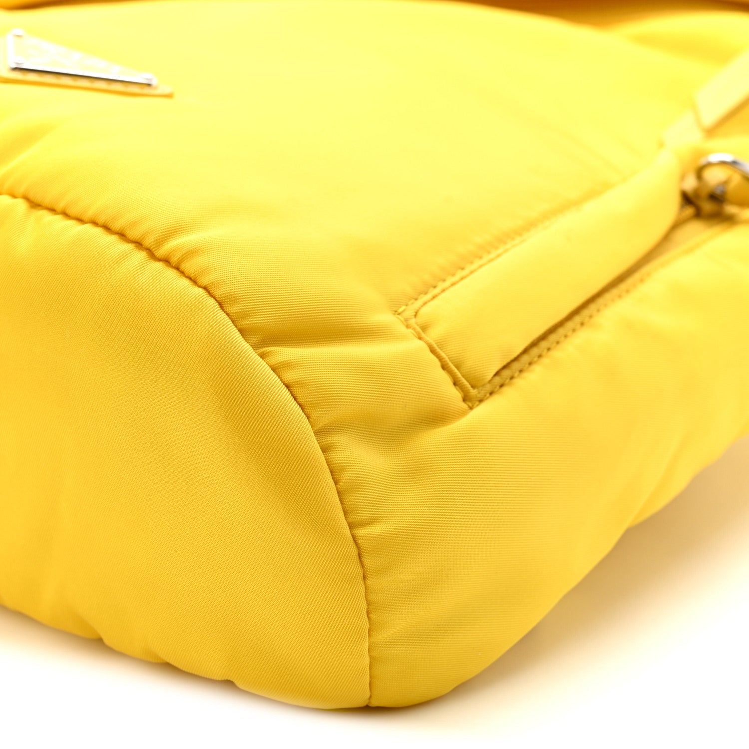 Prada Re-Nylon Vitello Metal Triangle Logo Sling Backpack Giallo 10 of 11