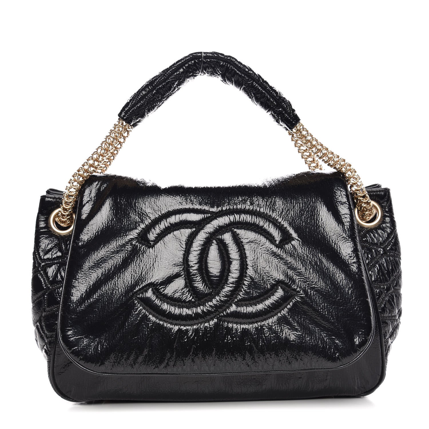 Chanel Vinyl Rodeo Accordion Flap Bag Black 1 of 7