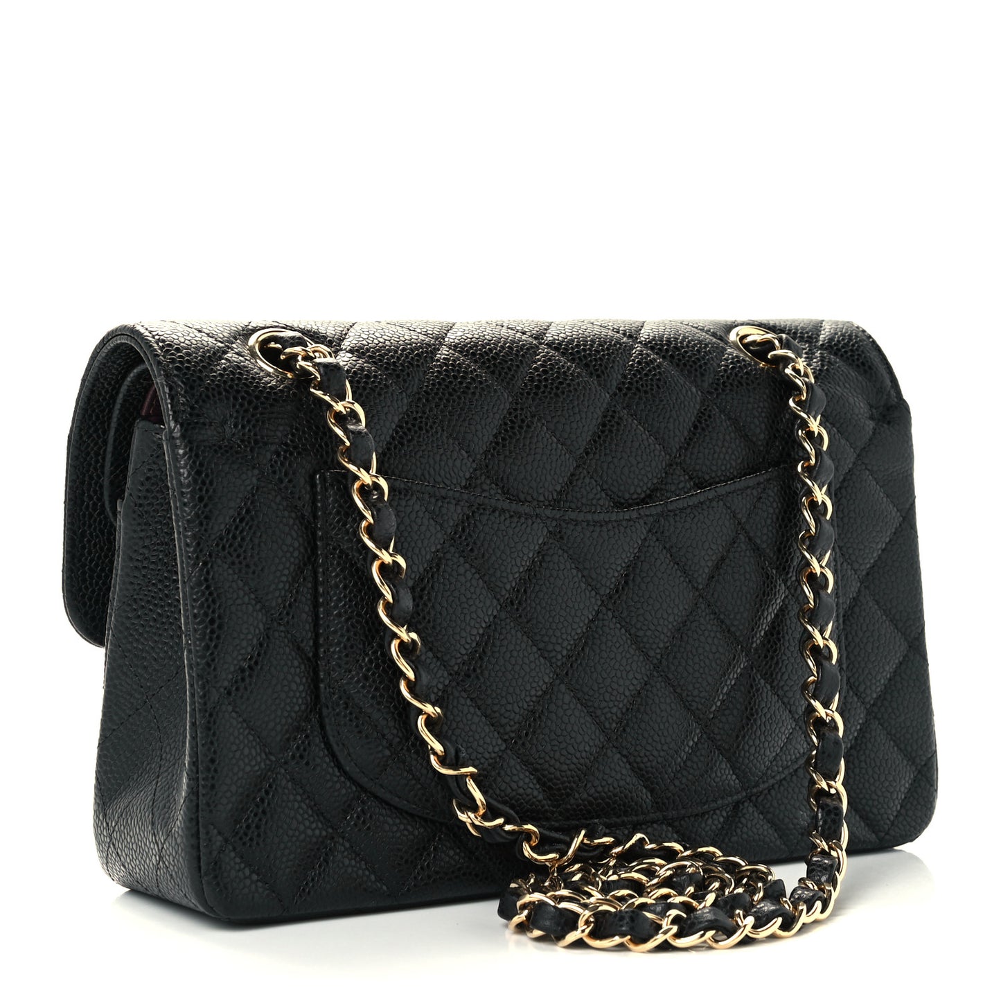 Caviar Quilted Small Double Flap Black