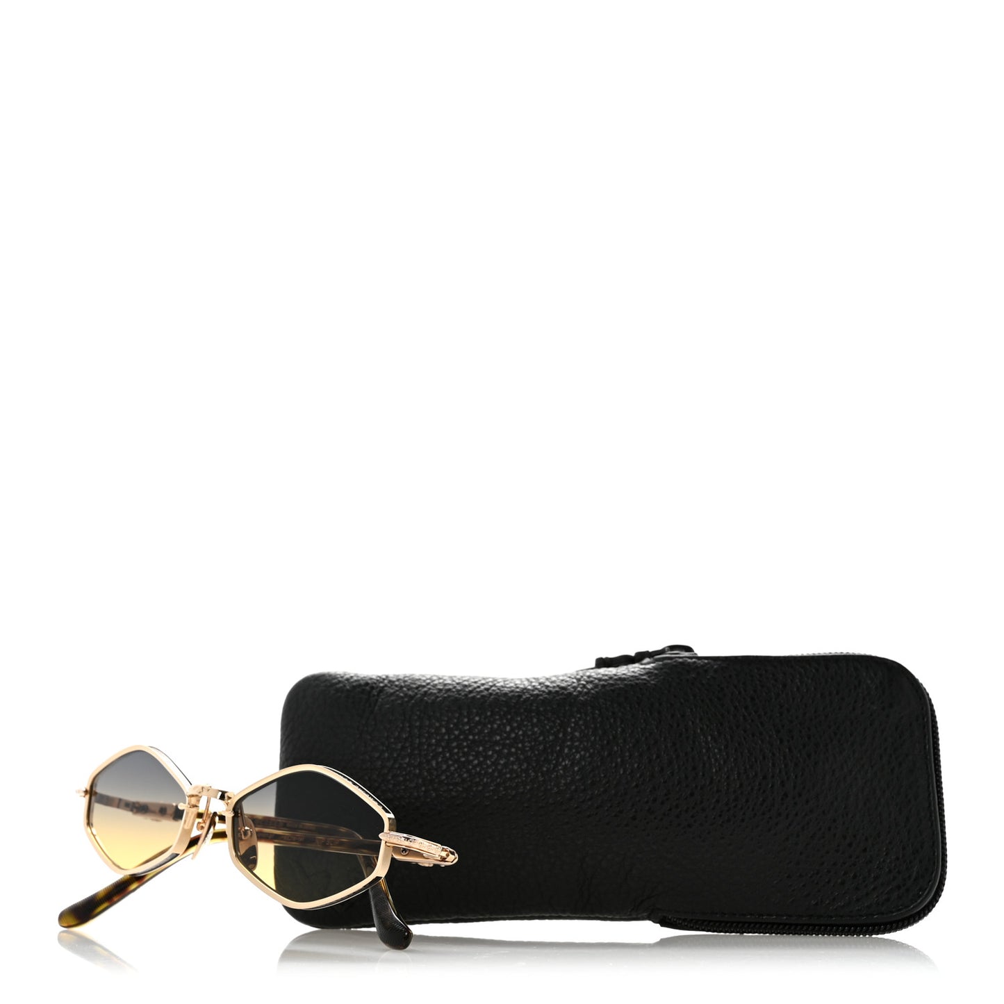 Metal Nip Slip Sunglasses  Gold Dark Tan