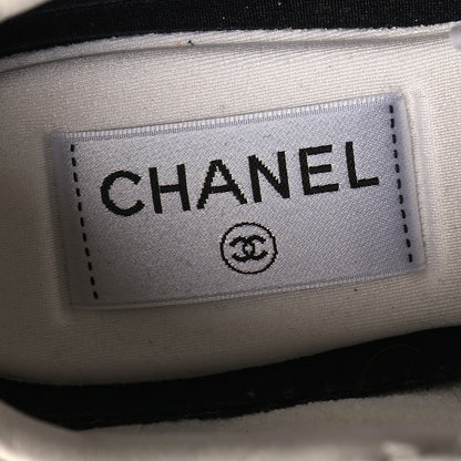 Chanel Painted Iridescent Cotton Tweed Suede Womens CC Sneakers 36 White Silver Multicolor 7 of 7