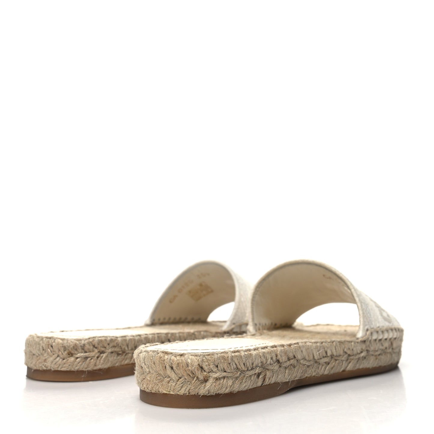 Canvas Embroidered Granville Espadrille Flat Slide Sandals 35.5 Ivory