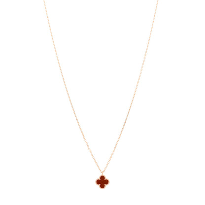Van Cleef & Arpels 18K Rose Gold Carnelian Sweet Alhambra Pendant Necklace 1 of 5