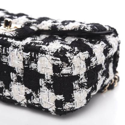 Chanel Tweed Quilted Mini Rectangular Flap Black Ecru White 8 of 10