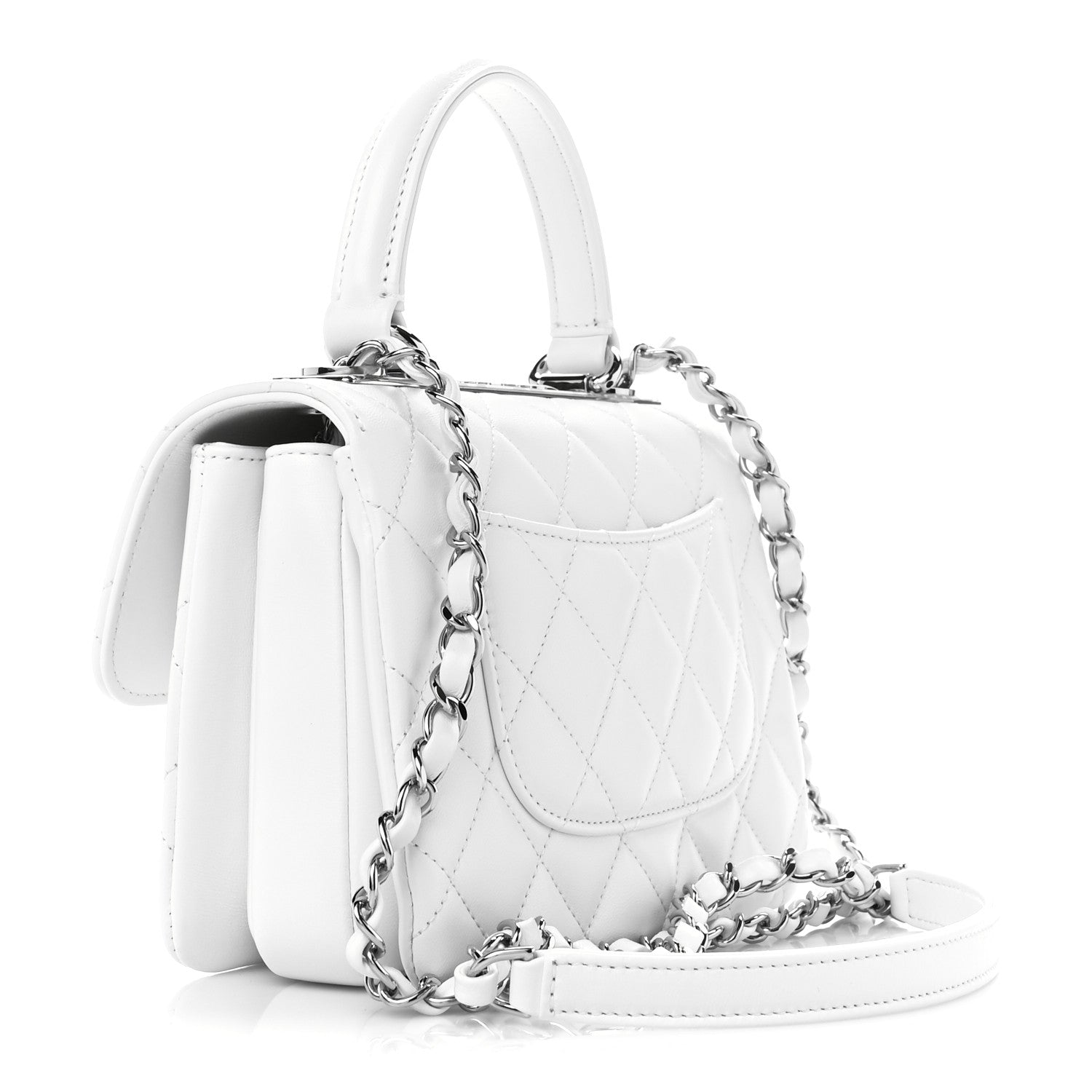Chanel Lambskin Crystal Quilted Mini Trendy CC Dual Handle Flap Bag White 3 of 12