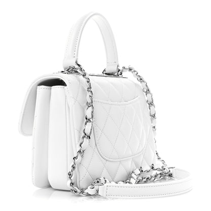 Chanel Lambskin Crystal Quilted Mini Trendy CC Dual Handle Flap Bag White 3 of 12