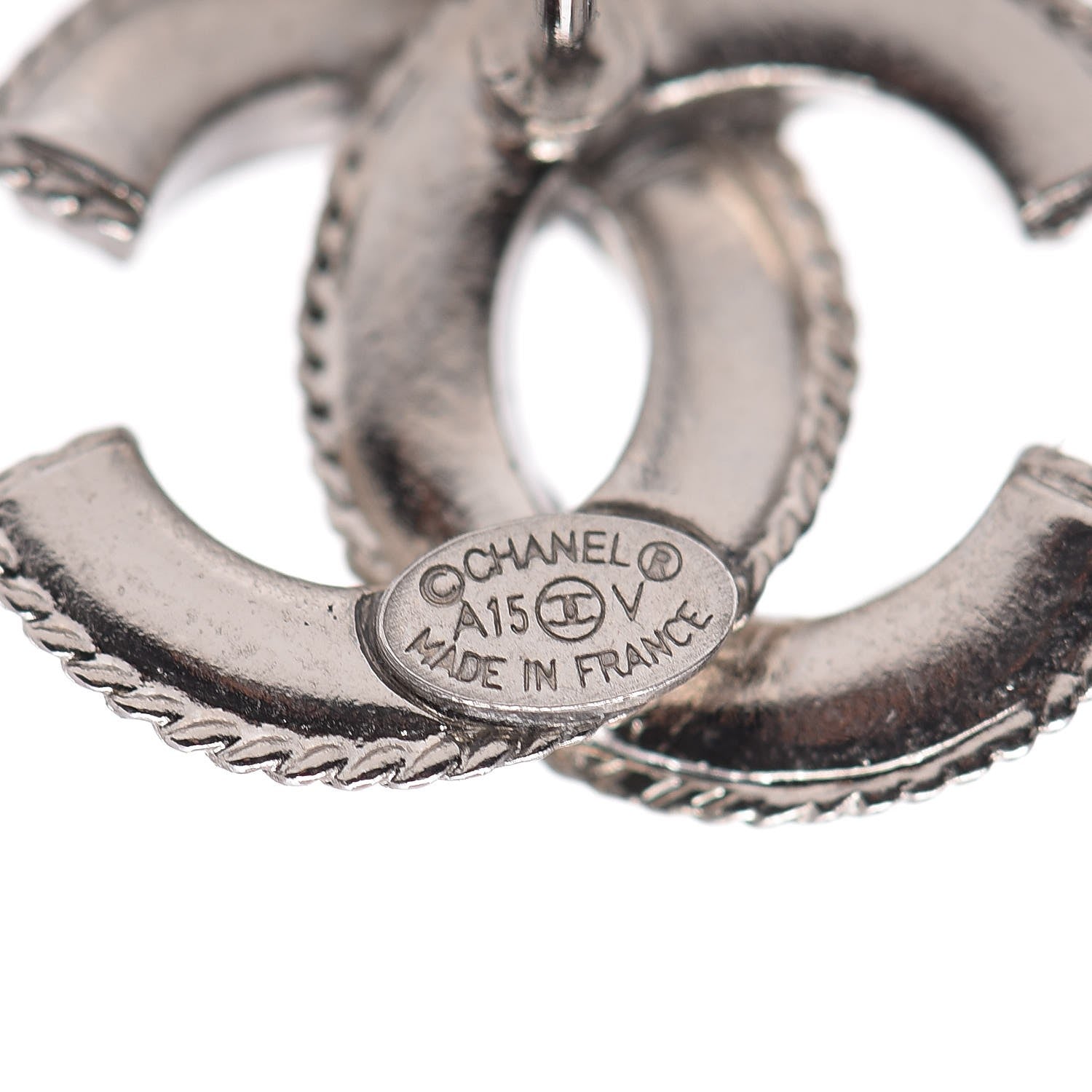 Chanel Enamel Crystal CC Earrings Silver 4 of 5