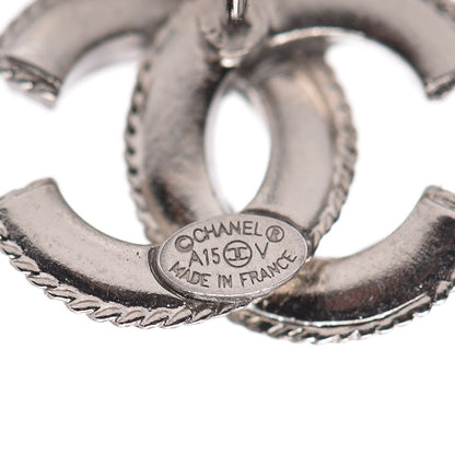 Chanel Enamel Crystal CC Earrings Silver 4 of 5