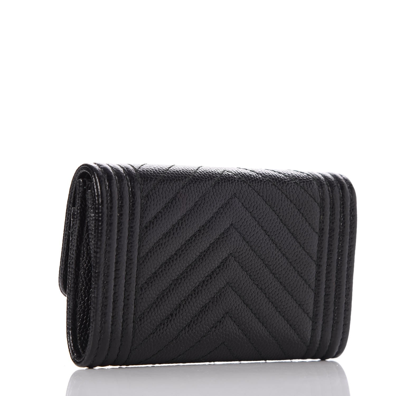 Chanel Caviar Chevron Quilted Boy Card Holder Wallet Black 3 of 9