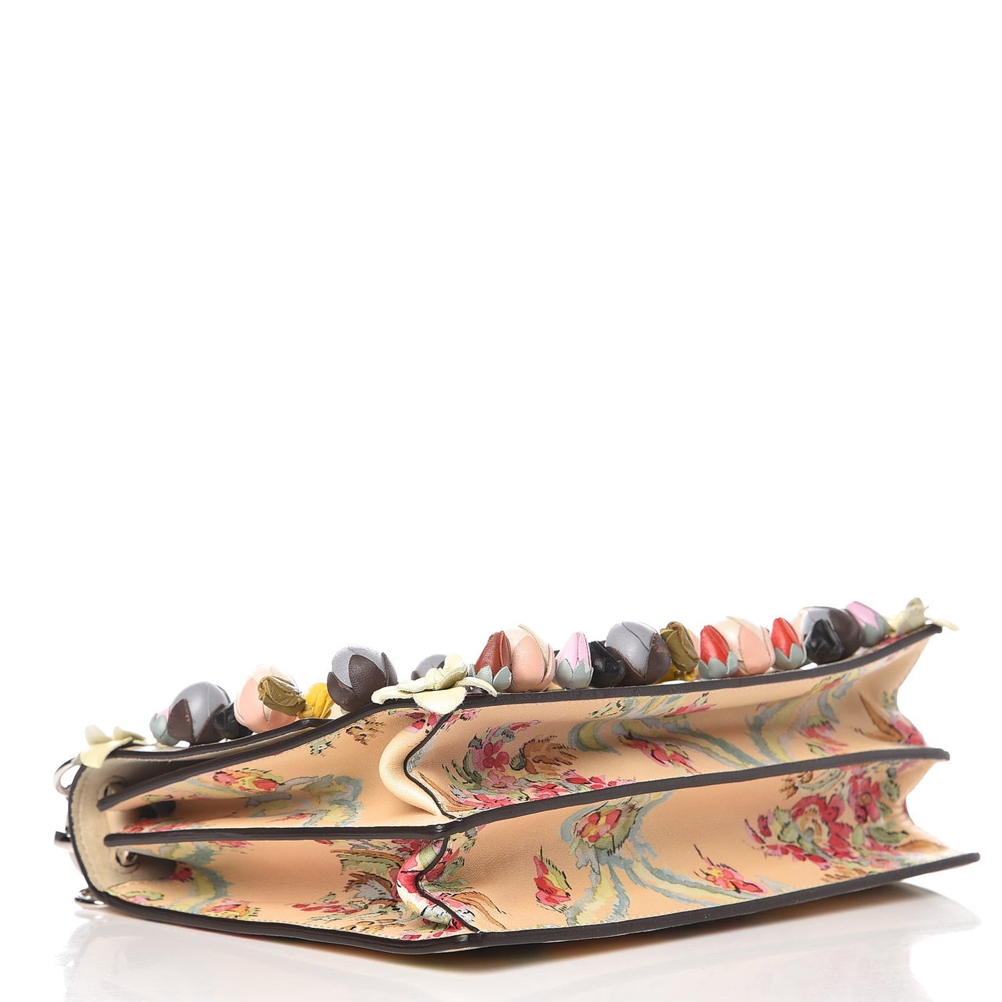 Vitello Marie Antoinette Print Rosebud Kan I Shoulder Bag Panna Multicolor