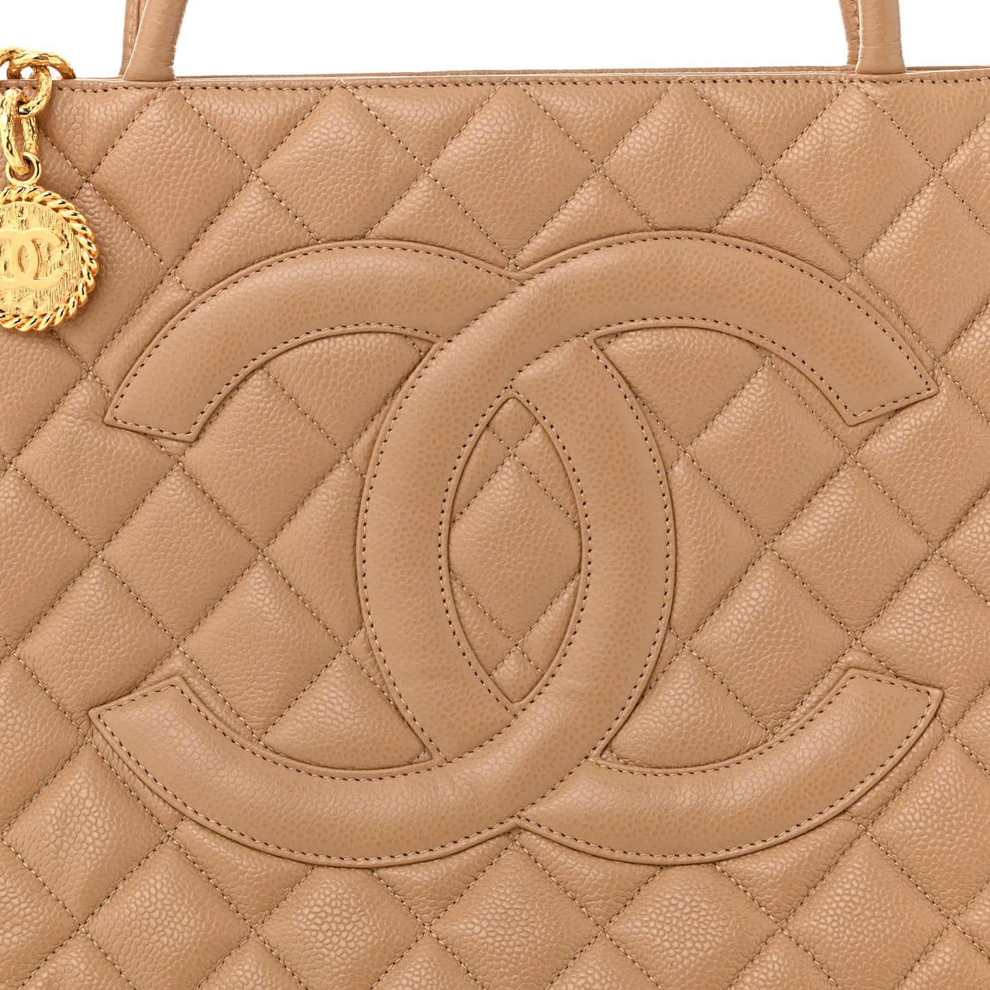 Caviar Quilted Medallion Tote Beige