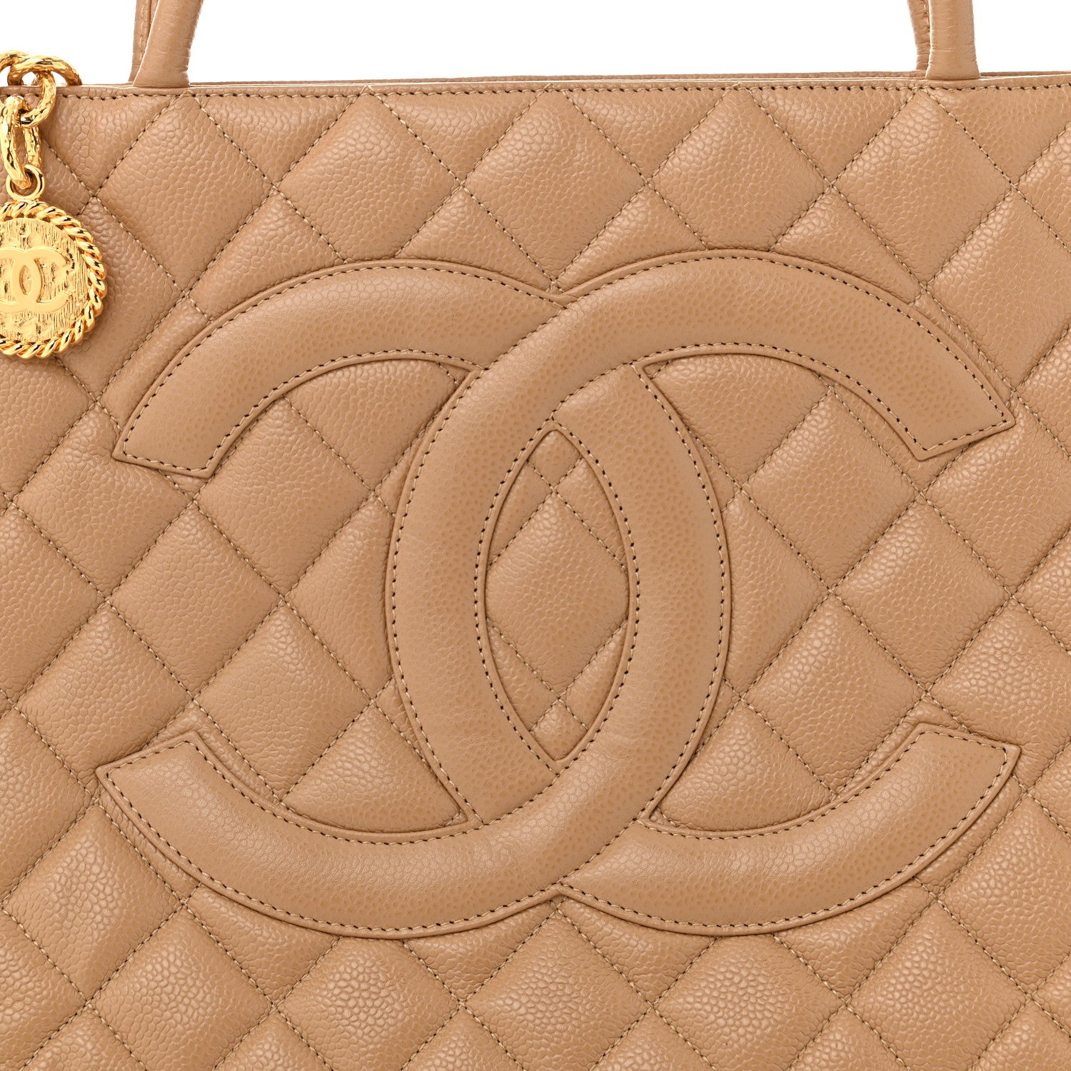 Chanel Caviar Quilted Medallion Tote Beige 8 of 11