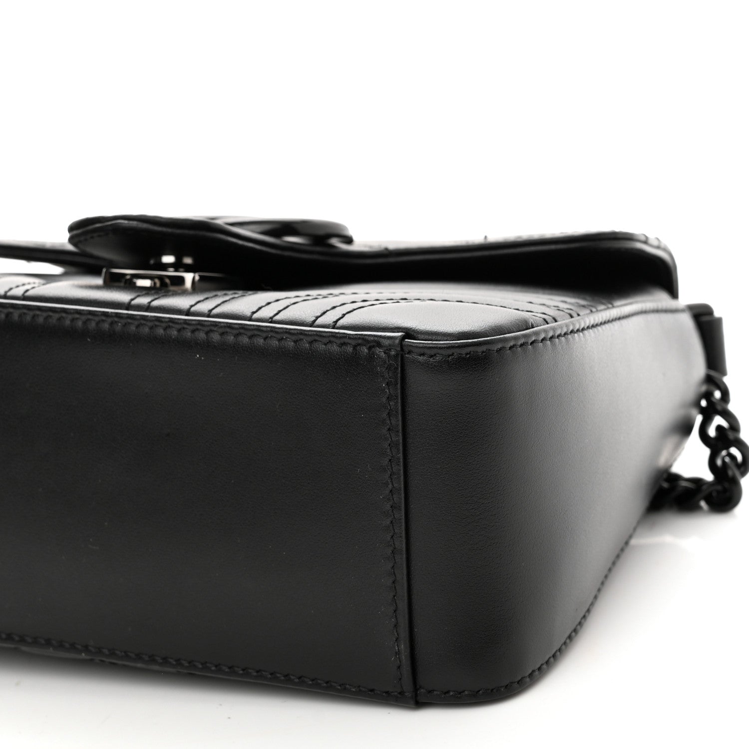 Gucci Calfskin Matelasse Monochrome Mini GG Marmont Top Handle Shoulder Bag Black 9 of 9