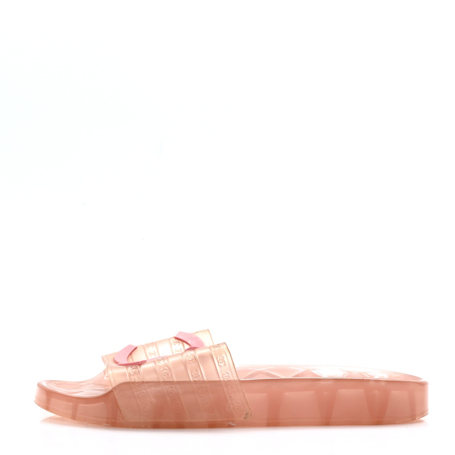 Chanel PVC Transparent CC Flat Slide Sandals 37 Pink 1 of 8