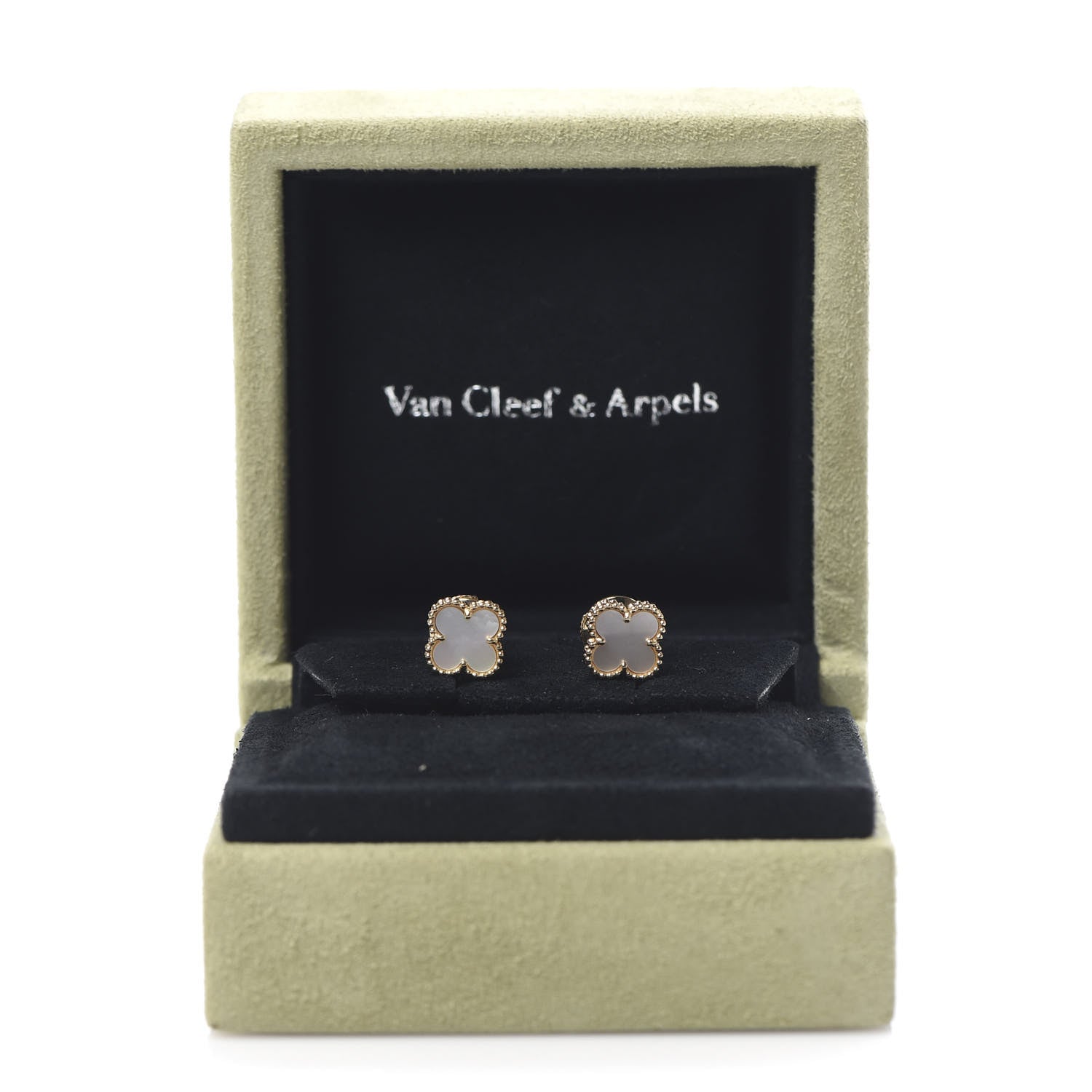 Van Cleef & Arpels 18K Yellow Gold Mother of Pearl Sweet Alhambra Earrings 11 of 11