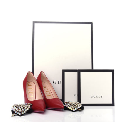 Gucci Nappa Removable Crystal Heart Pumps 38 Red 13 of 13