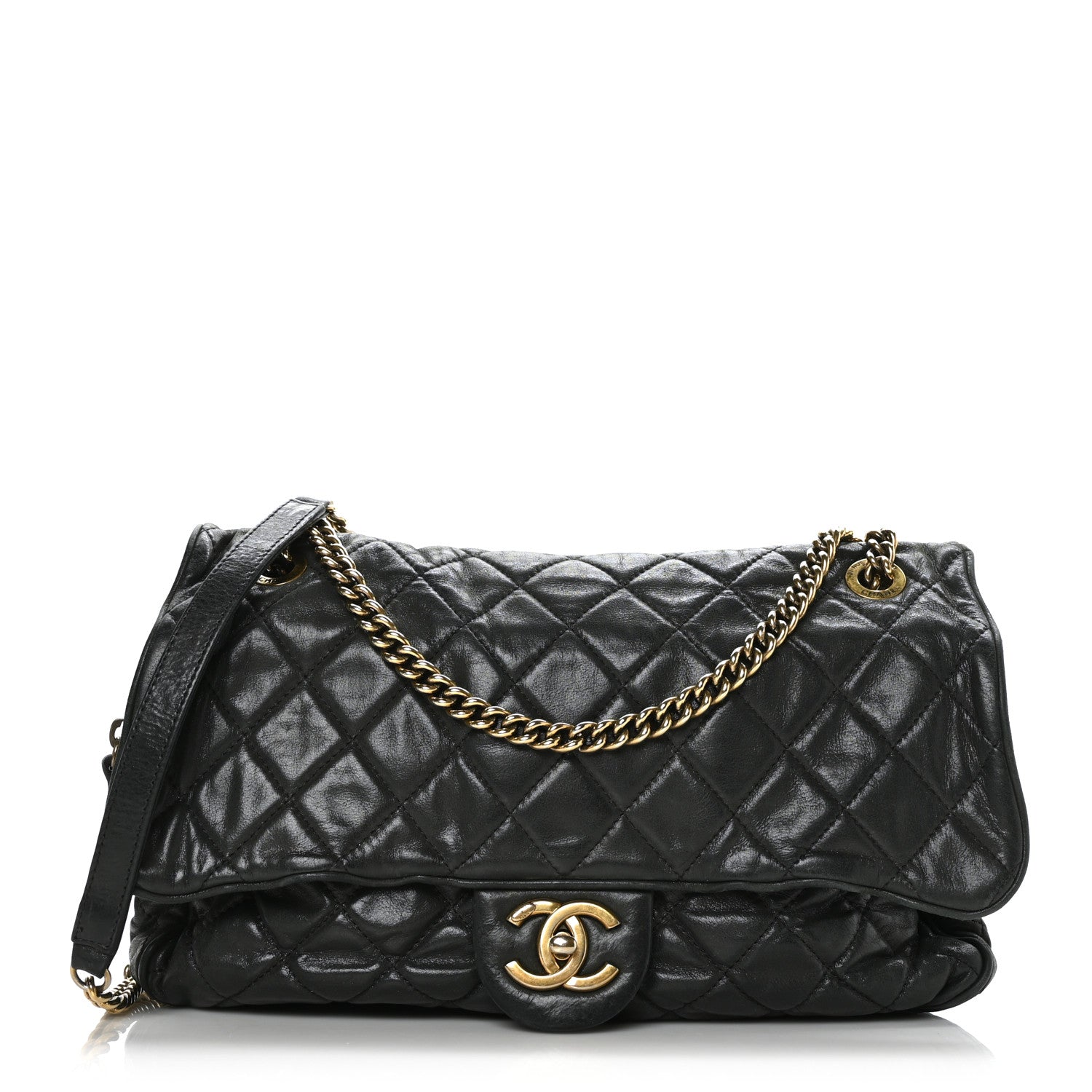 Chanel Iridescent Calfskin Quilted Maxi Shiva Flap Black 1 of 12