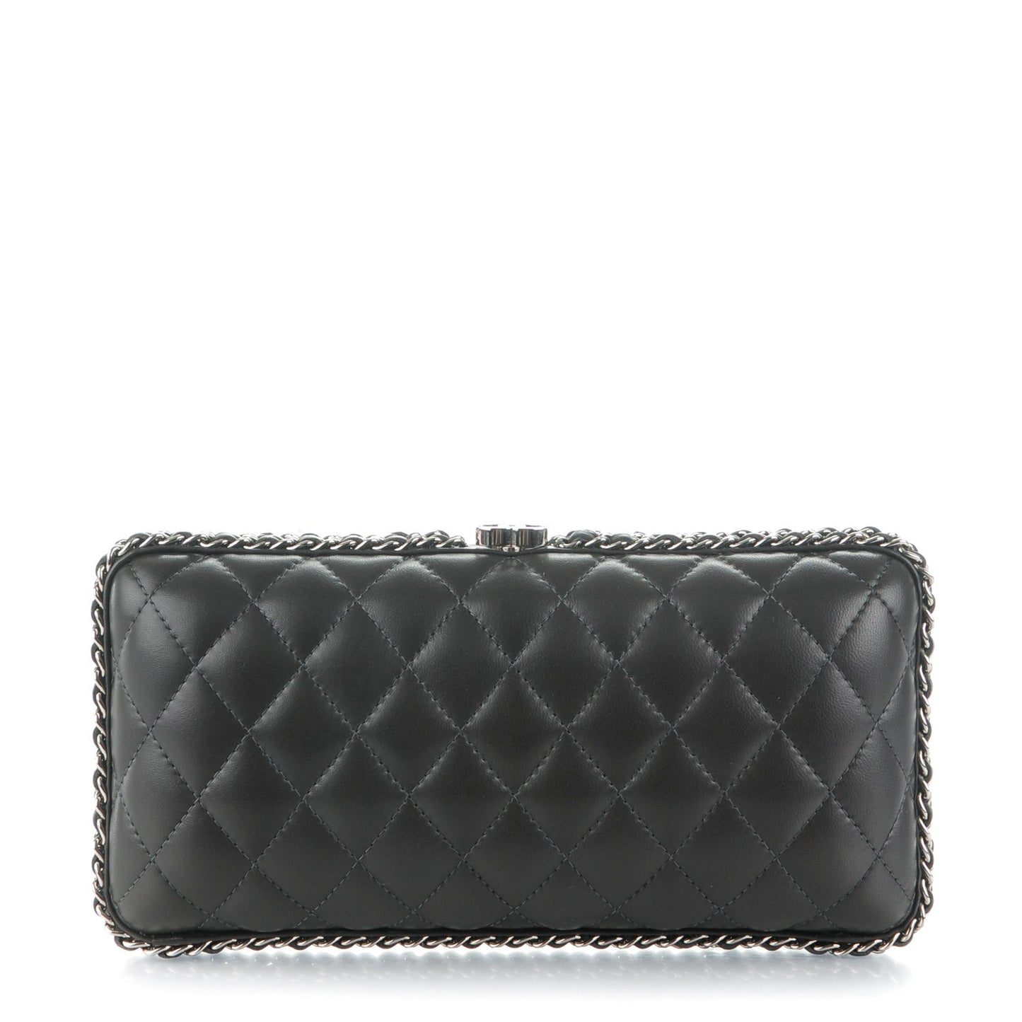 Lambskin Quilted Chain Around Clutch Grey