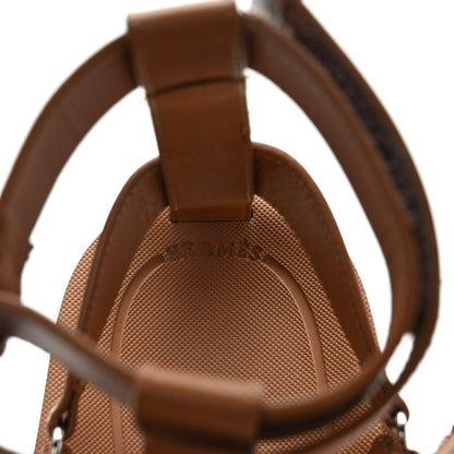Hermes Calfskin Womens Enid Sandals 37 Gold 7 of 8