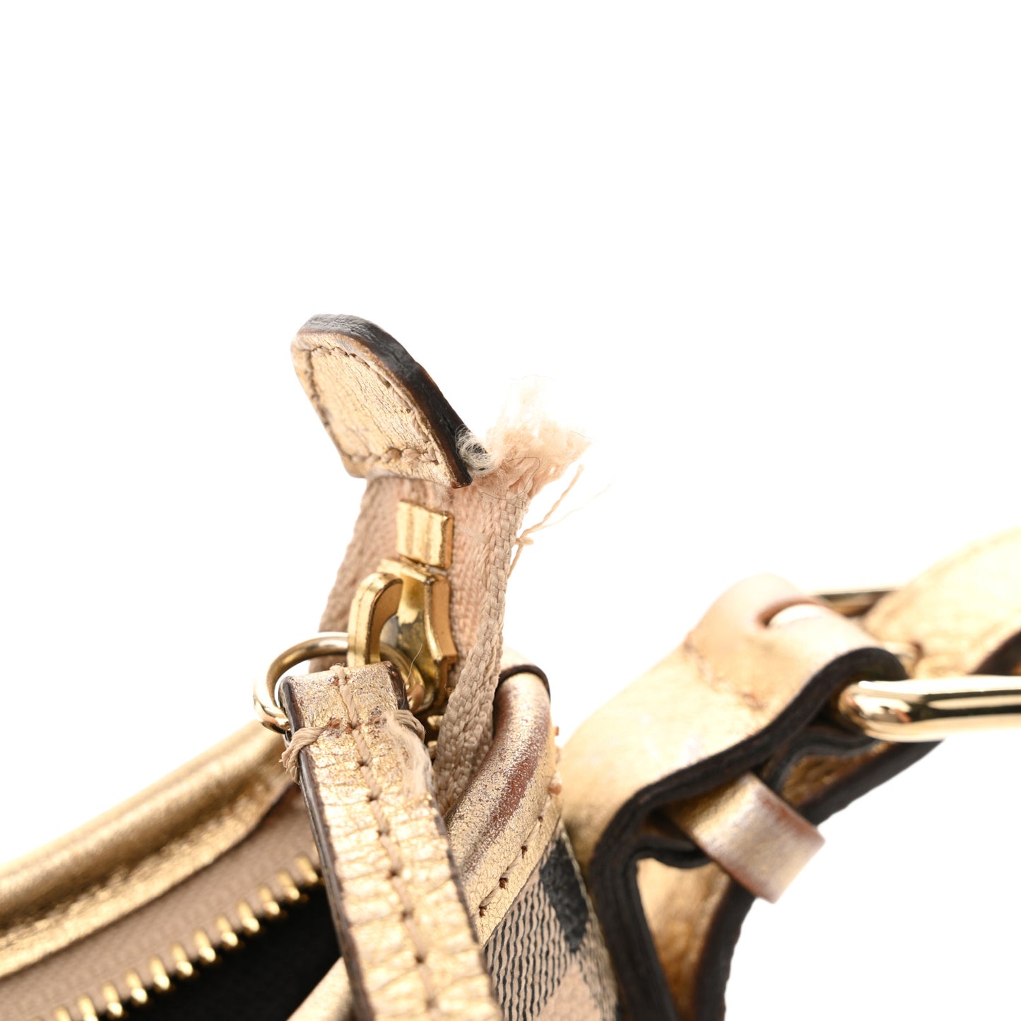 Haymarket Check Perforated Crossbody Gold
