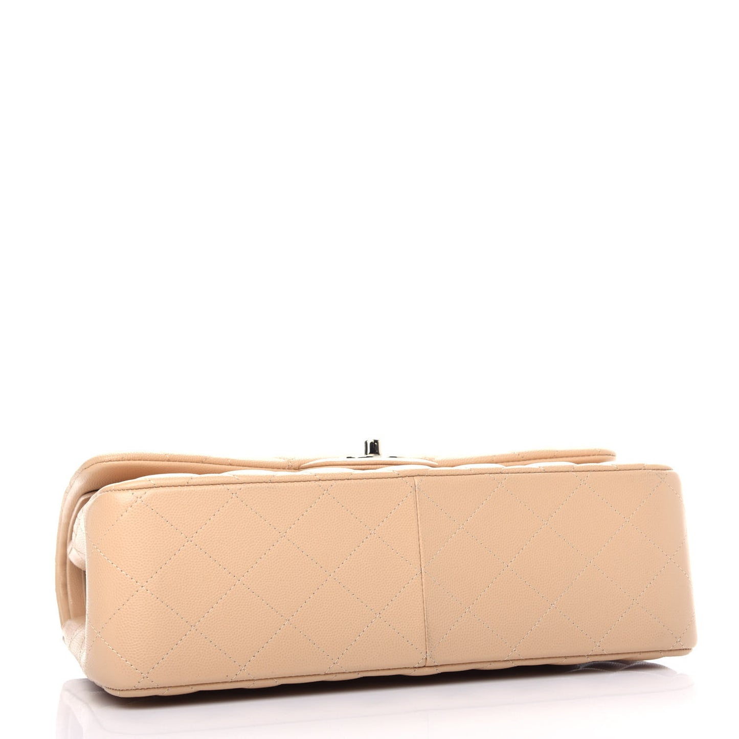 Caviar Quilted Jumbo Double Flap Light Beige