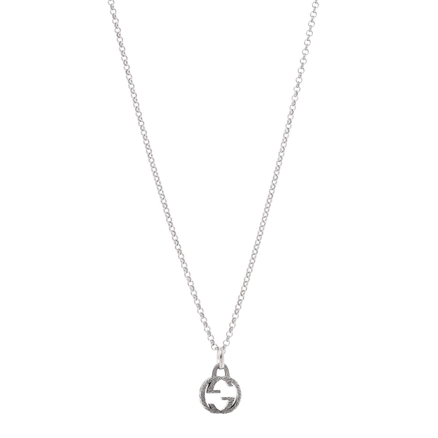 Gucci Sterling Silver Interlocking G Pendant Necklace 1 of 5