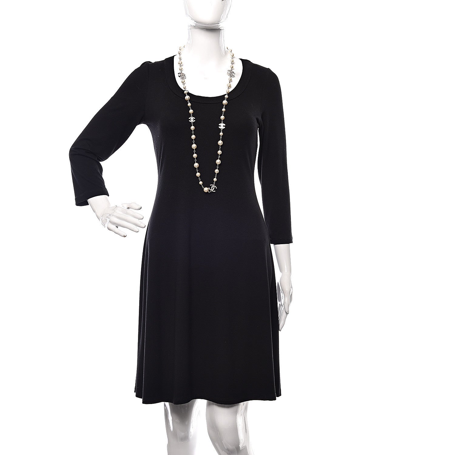 Chanel Graduated Pearl Crystal CC Long Necklace Silver 2 of 5