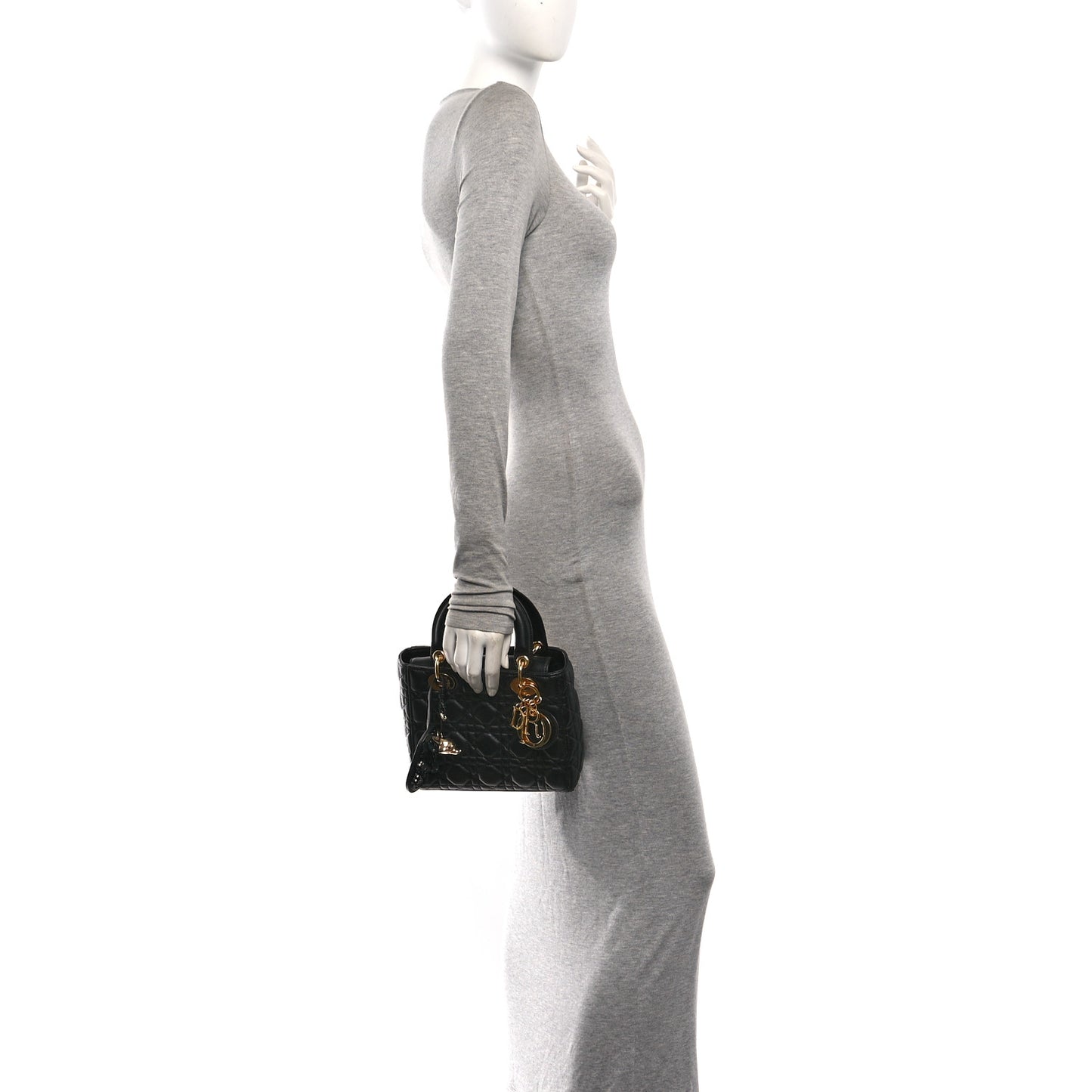 Lambskin Cannage Small Jeweled Lady Dior Black