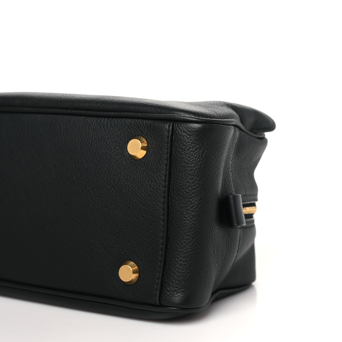 Grained Calfskin Small Carrie Bowling Bag Black