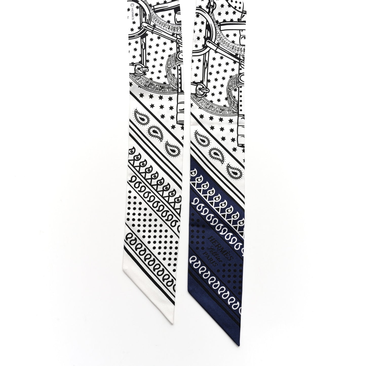 Silk Eperon D'Or Bandana Twilly White Marine