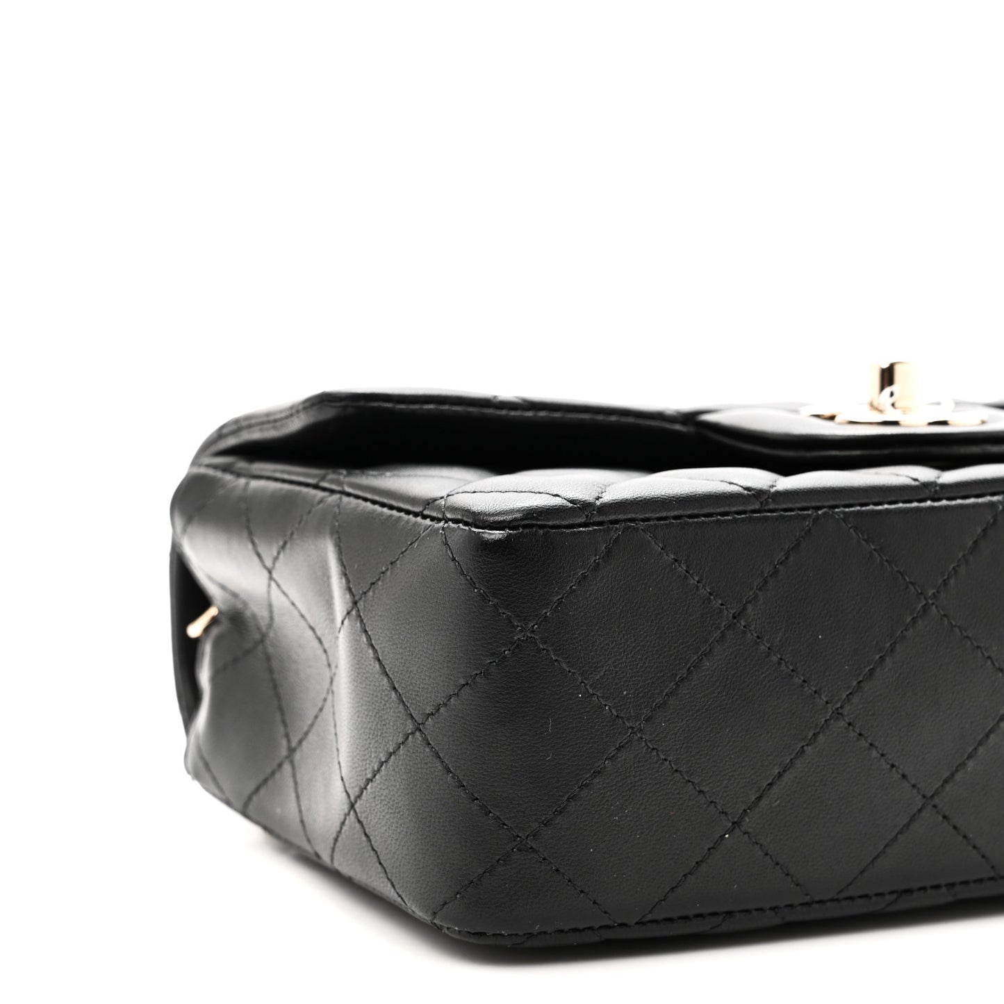 Lambskin Quilted Mini Rectangular Flap Black