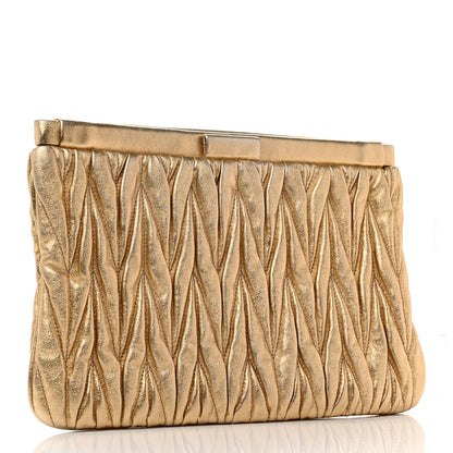 Miu Miu Metallic Nappa Matelasse Clutch Gold 3 of 6