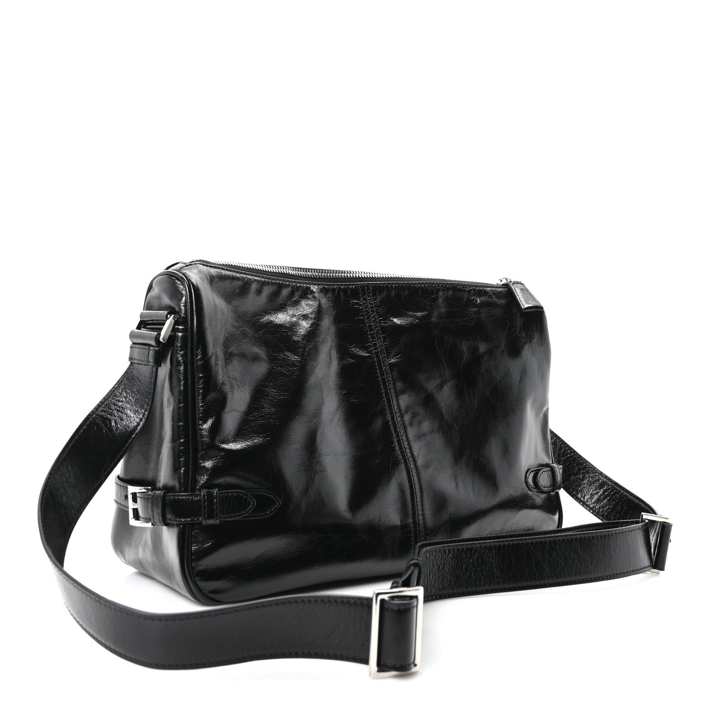 Vitello Shine Shoulder Bag Black