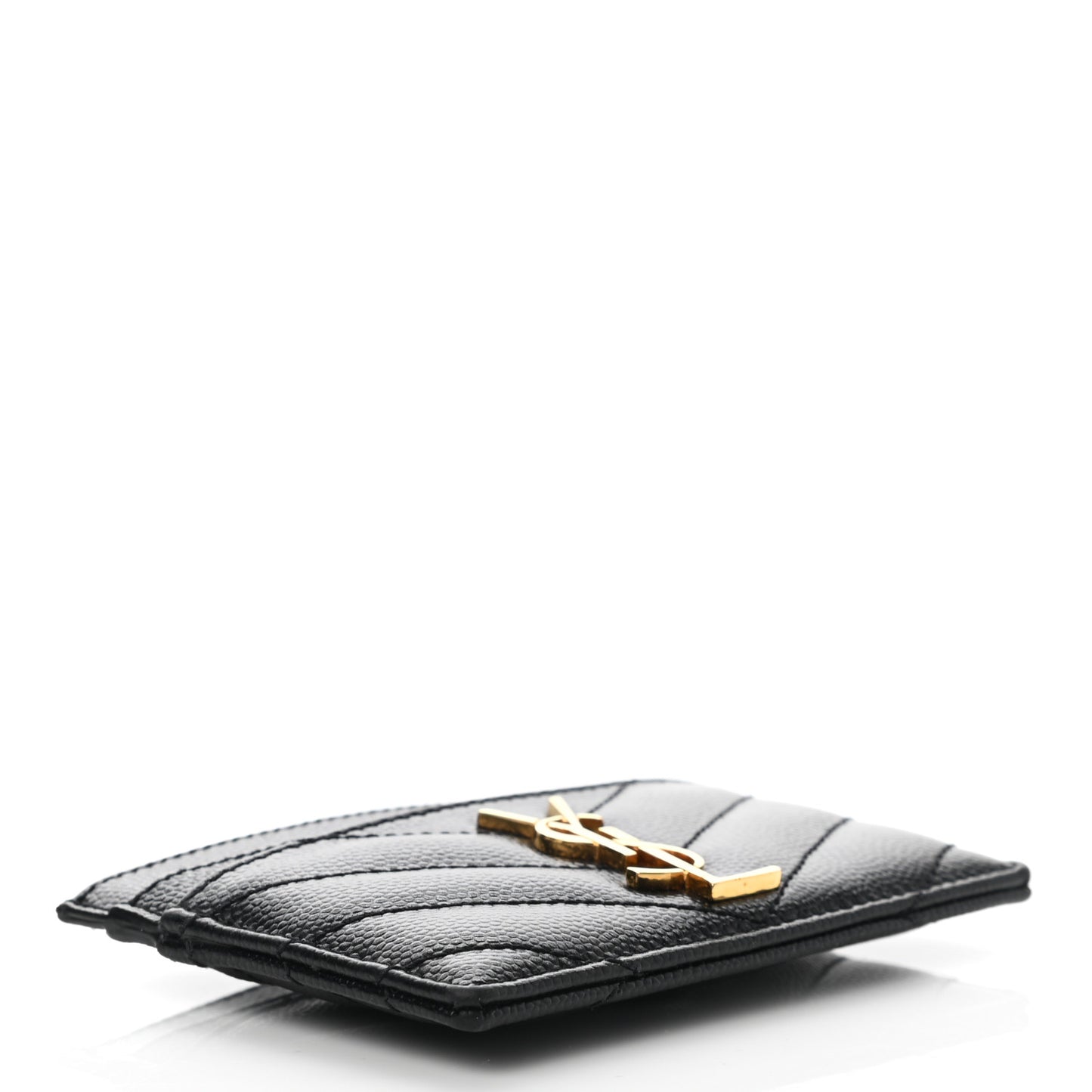 Grain De Poudre Matelasse Chevron Monogram Credit Card Case Black