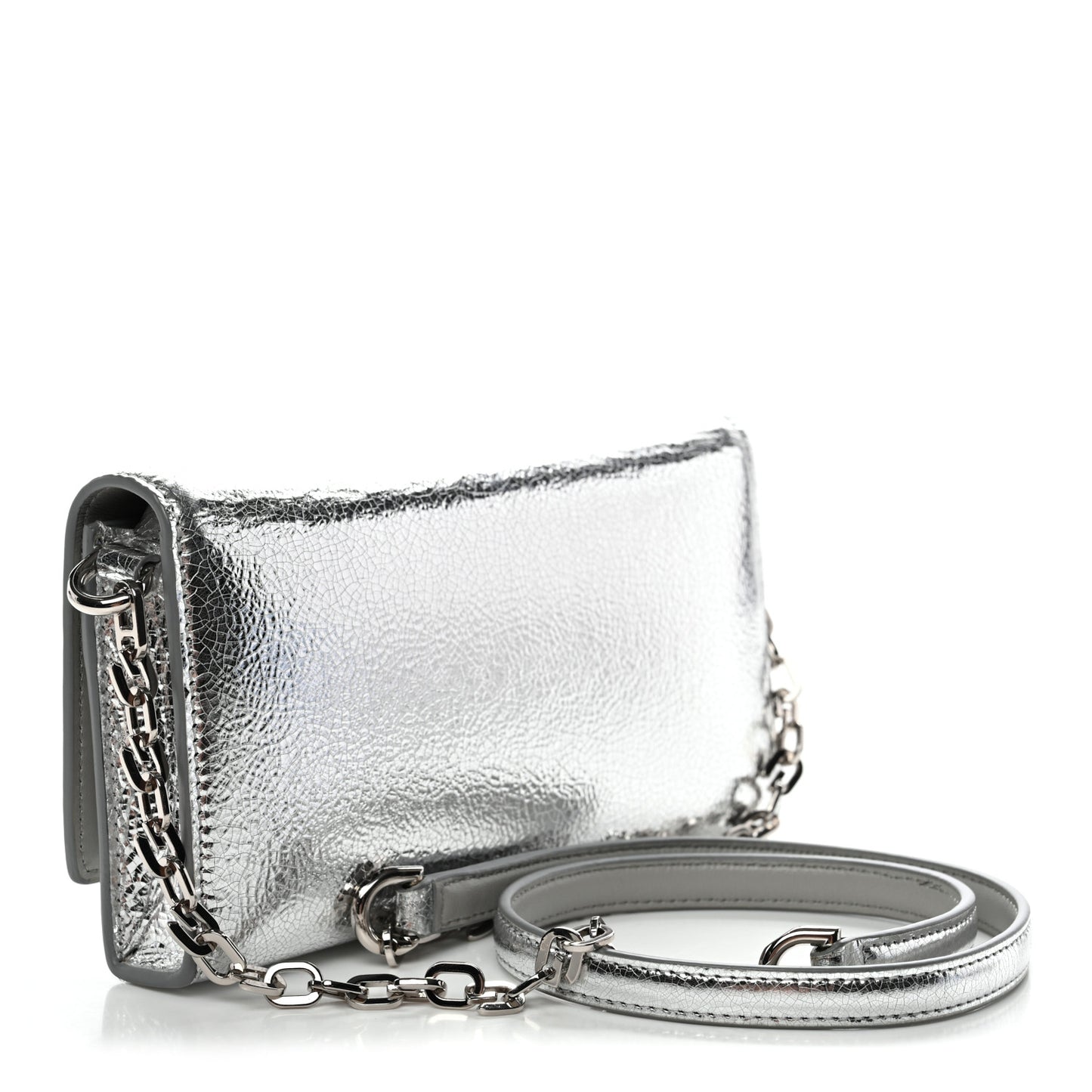 Metallic Lambskin 4G Wallet On Chain Silvery