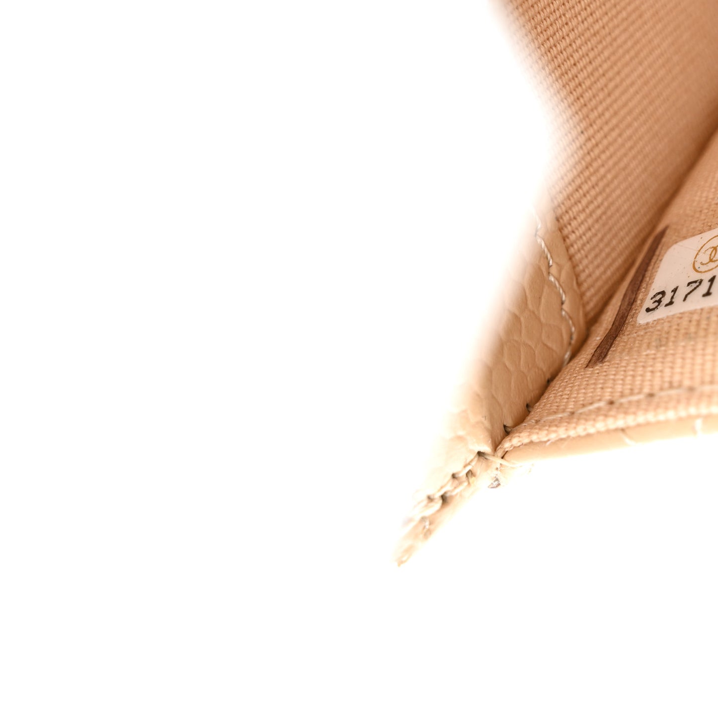 Caviar Quilted Flap Card Holder Wallet Light Beige