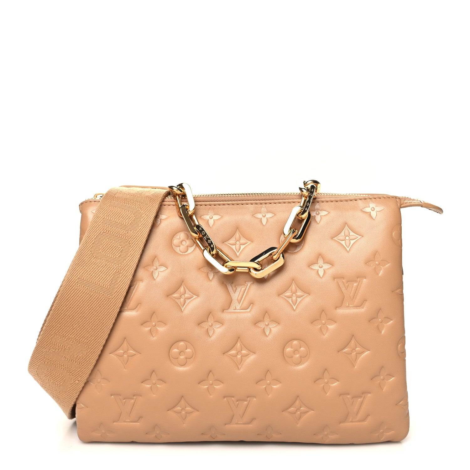 Louis Vuitton Lambskin Embossed Monogram Coussin PM Camel 1 of 13