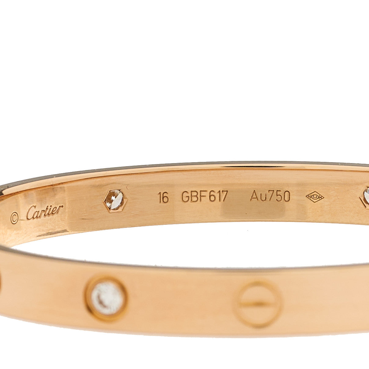 18K Pink Gold 4 Diamond LOVE Bracelet 16