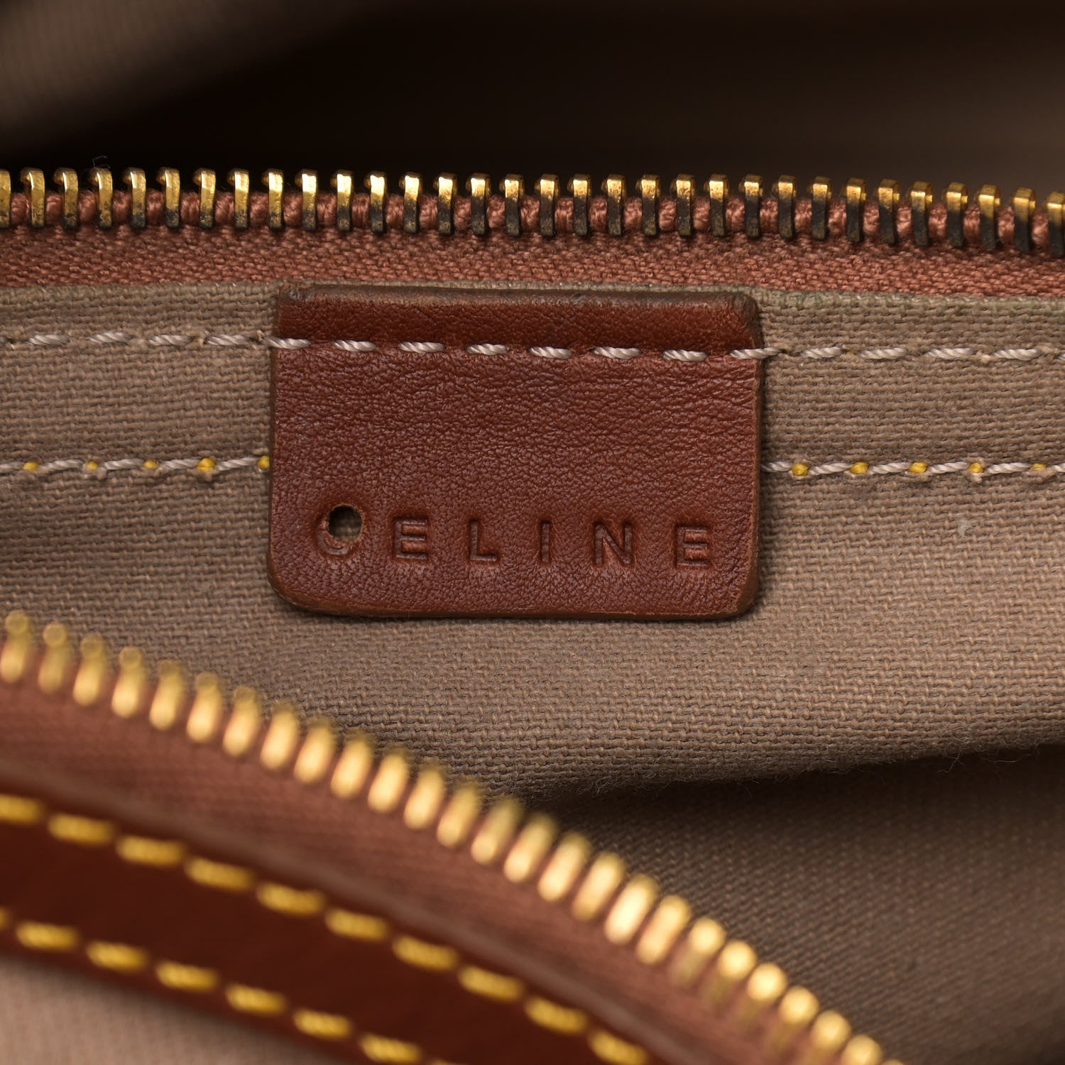 Celine Canvas Calfskin Boogie Satchel Khaki 6 of 10