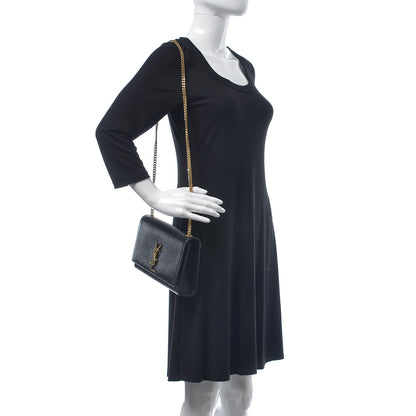 Saint Laurent Grain De Poudre Medium Classic Monogram Kate Satchel Black 2 of 7
