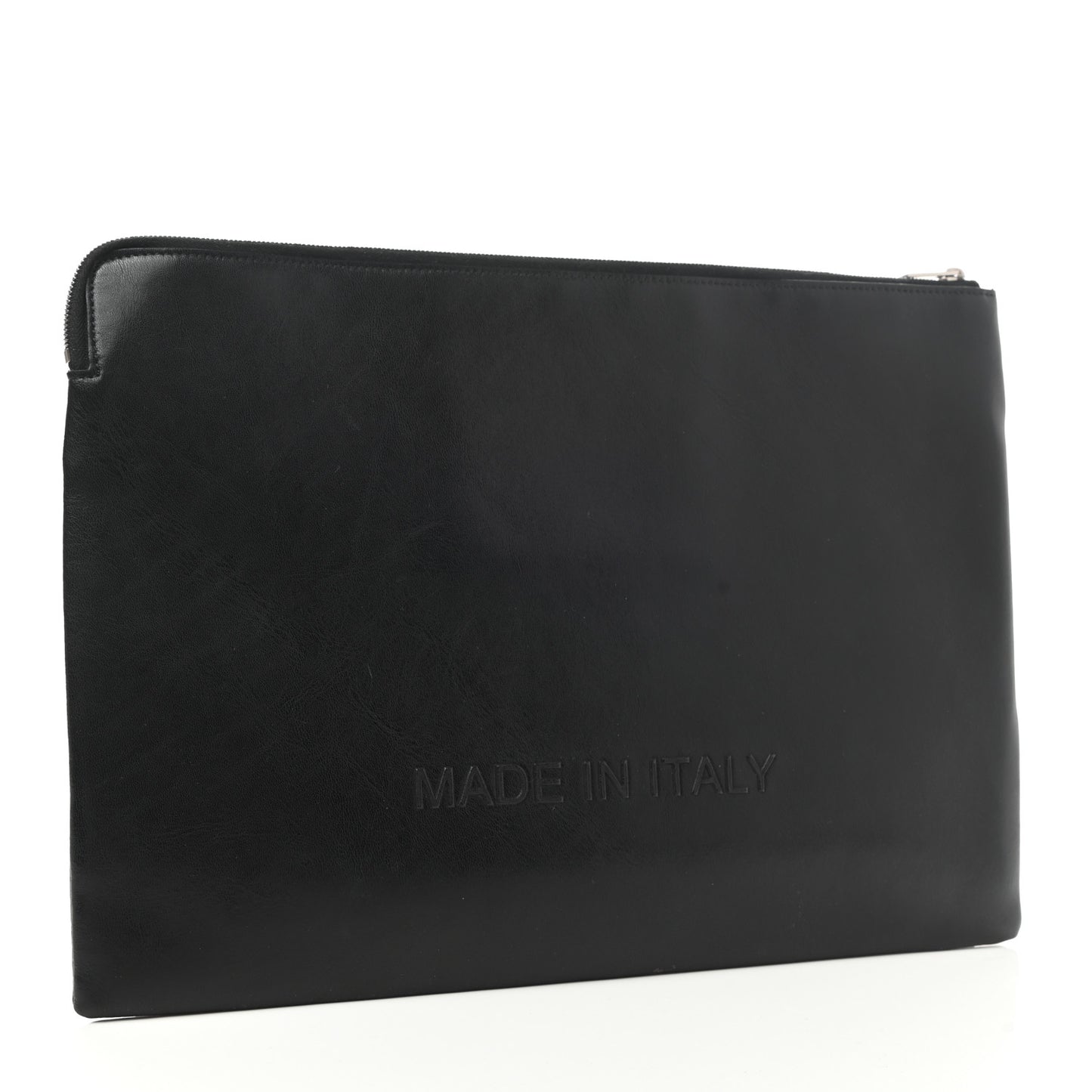 Calfskin Large Made In Clutch Pouch Black