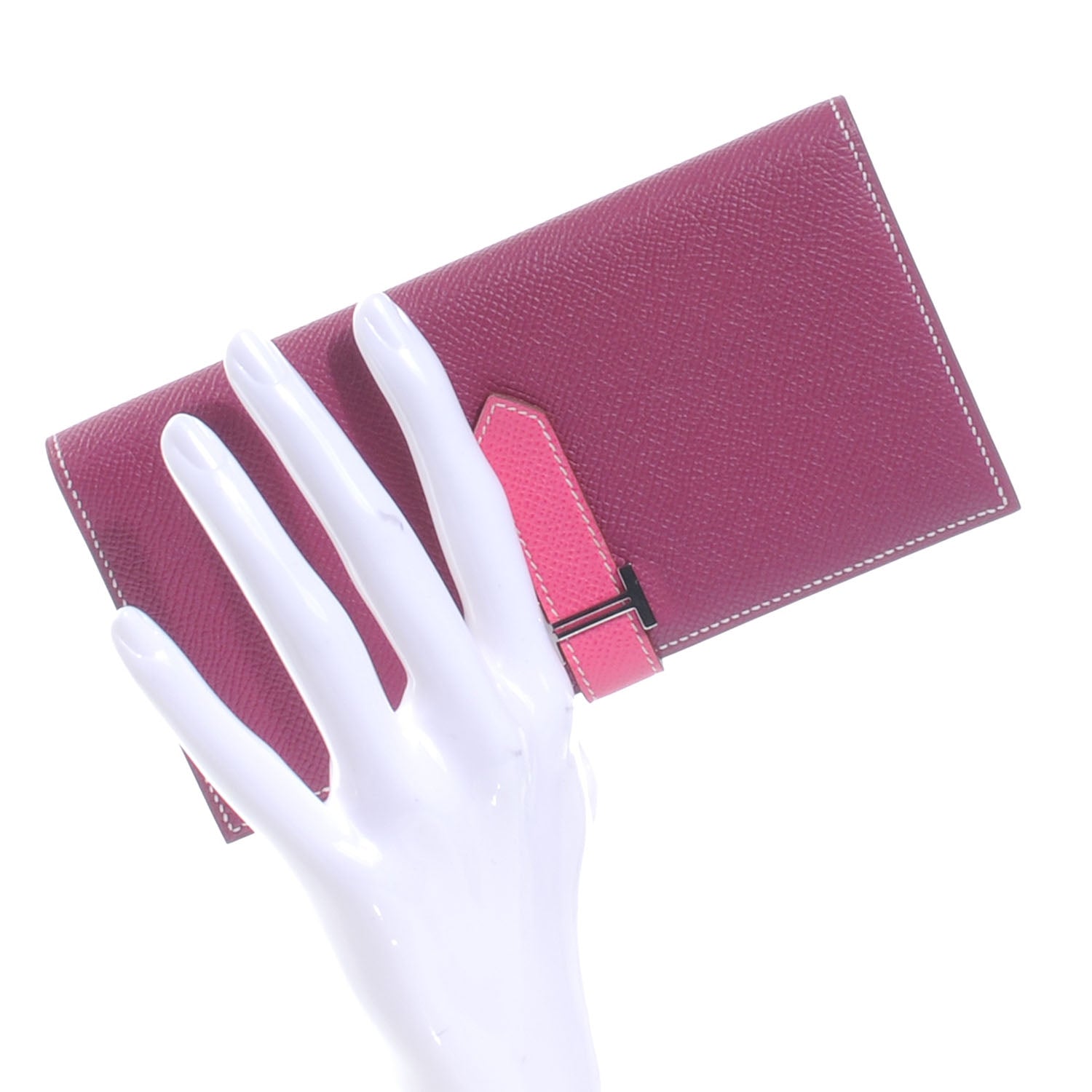 Hermes Epsom Bi Color Bearn Wallet Tosca Rose Tyrien 2 of 8
