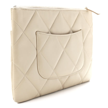 Chanel Shiny Goatskin Quilted Chanel 19 Pouch Beige 3 of 11