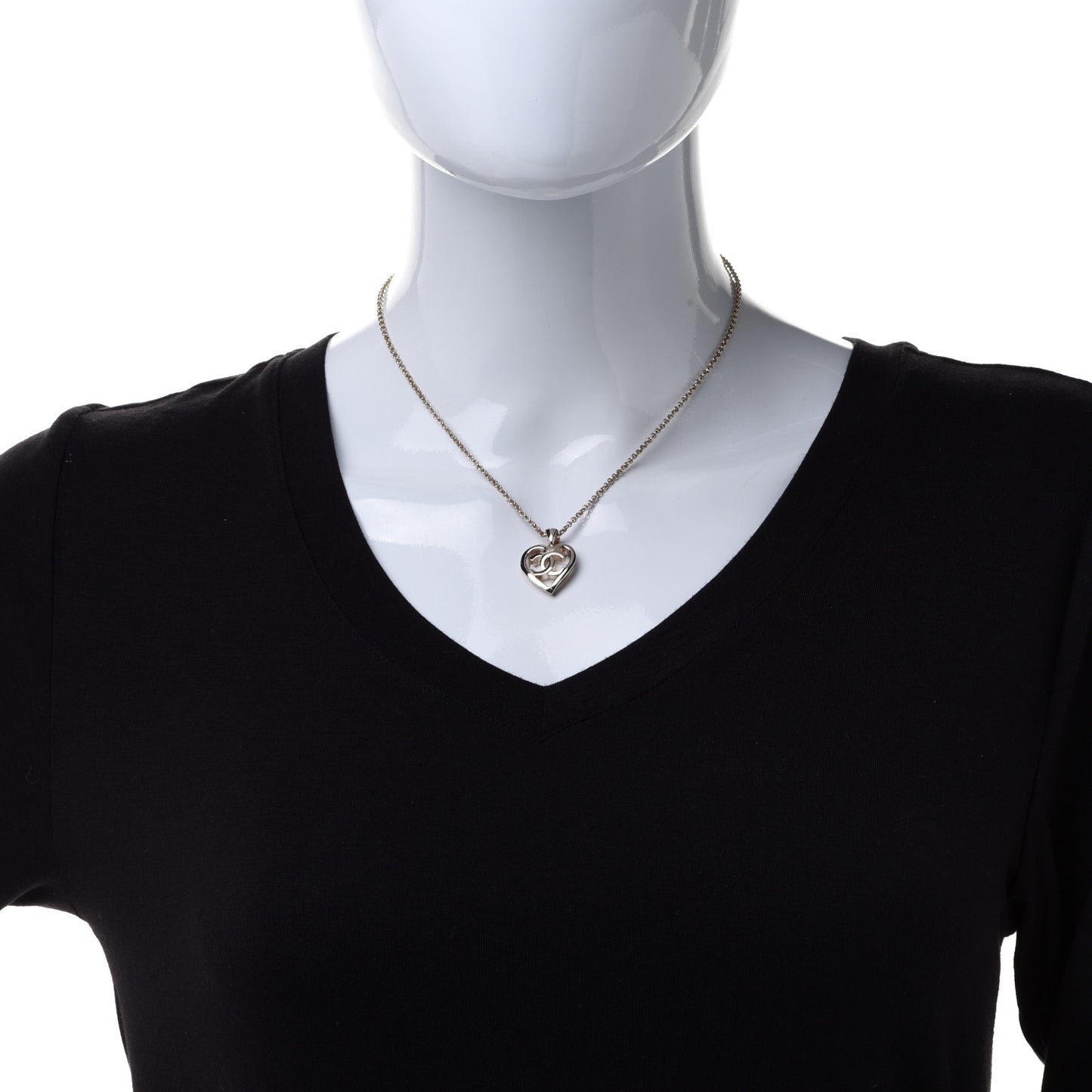 CC Heart Chain Pendant Necklace Gold