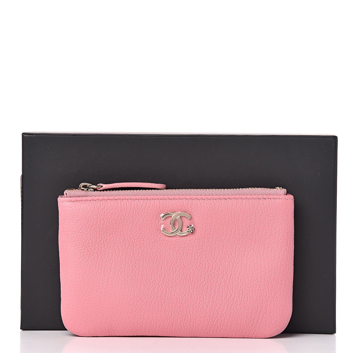 Goatskin Small CC Clover Cosmetic Case Pink