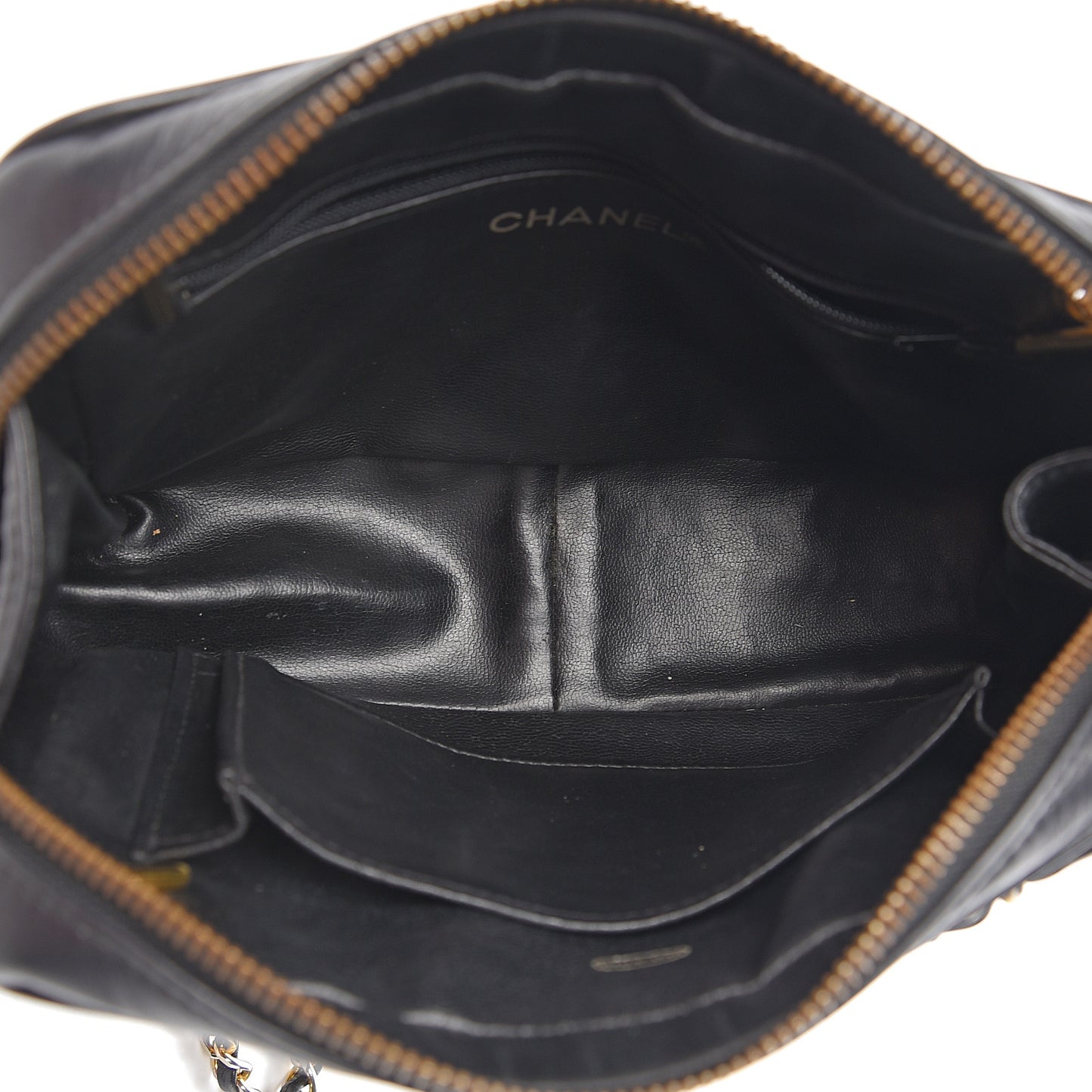 Lambskin Chevron Quilted Small Camera Case Black