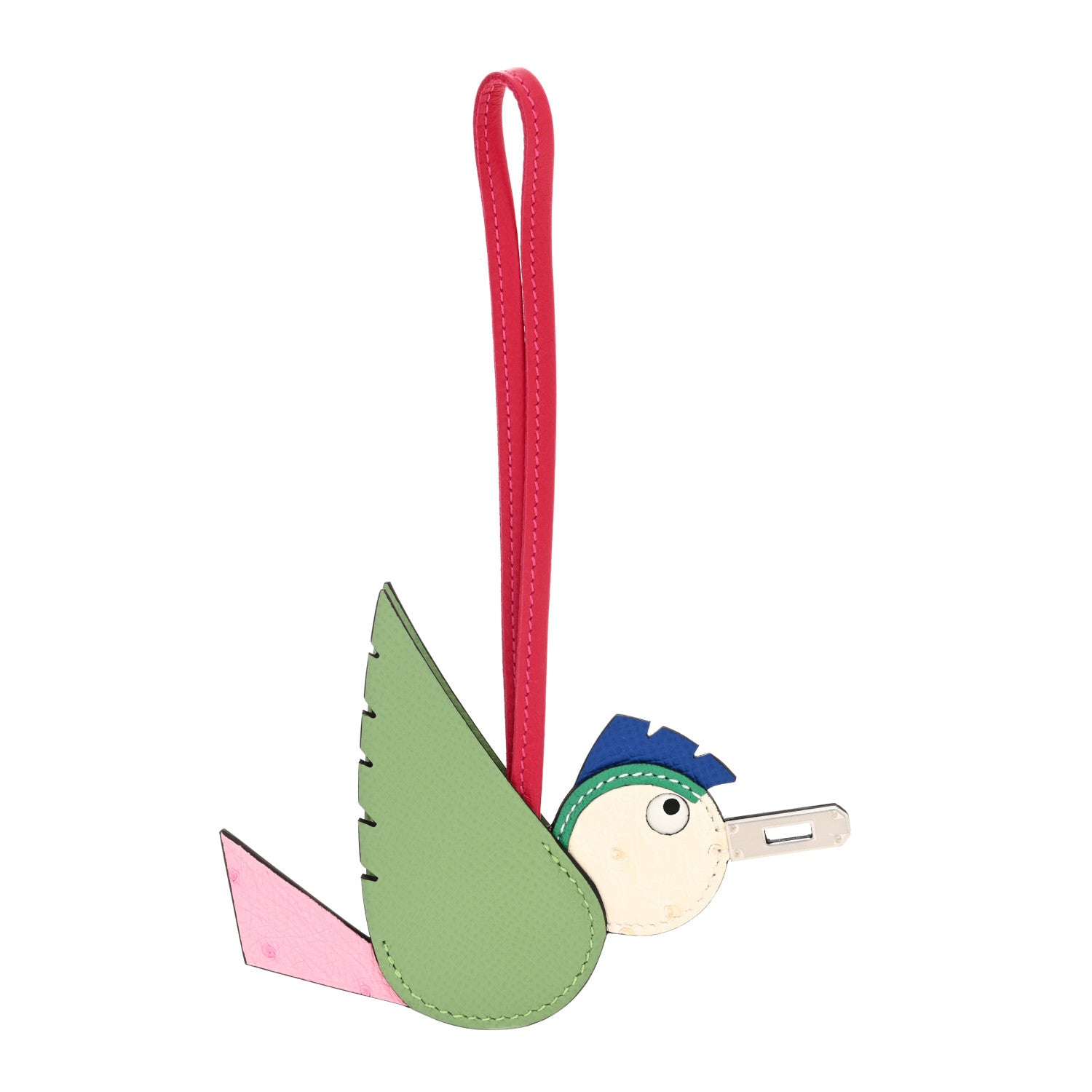 Hermes Ostrich Epsom Swift Birdy Bag Charm Vert Criquet Bubblegum Nata Menthe Bleu France Framboise 1 of 5