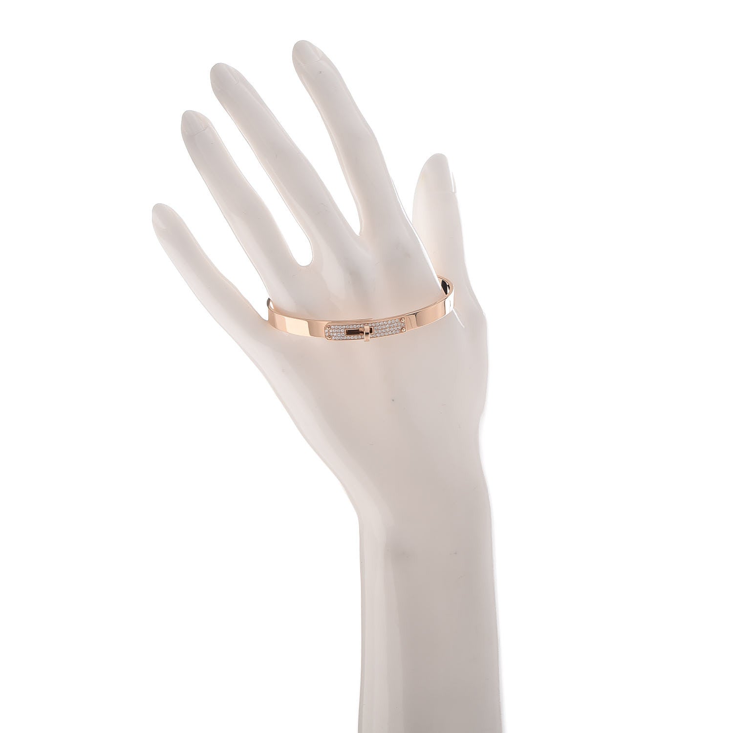 Hermes 18K Rose Gold Diamond PM Kelly Pave Bracelet ST 2 of 4