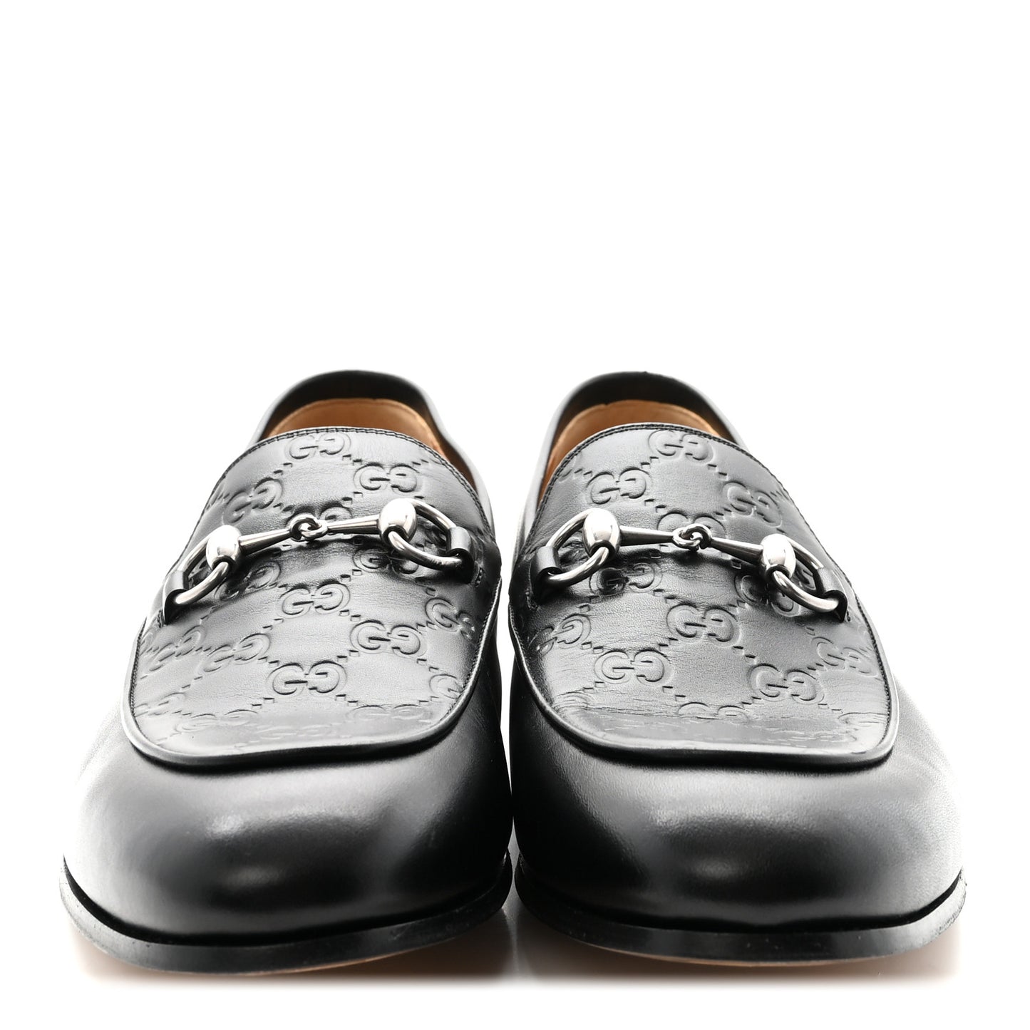 Real Betis Glamour GG Embossed Calfskin Mens Jordy Horsebit Loafers 9 Black